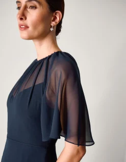 Mona Angel Sleeve Maxi Dress Blue