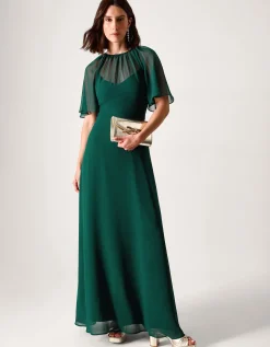 Mona Angel Sleeve Maxi Dress Green