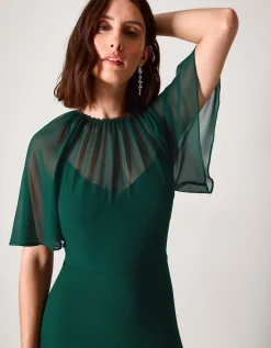 Mona Angel Sleeve Maxi Dress Green