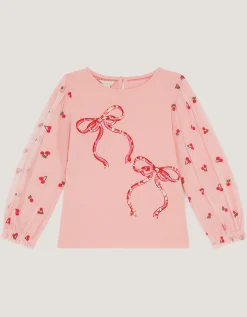 Mon Cheri Mesh Sleeve Top Pink