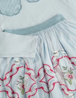 Mon Cheri Top & Mesh Disco Skirt Set Blue