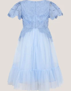 Monica Floral Lace Tulle Dress Blue