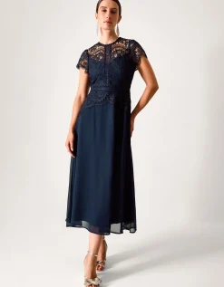 Monica Lace Midi Bridesmaid Dress Blue