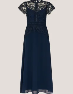Monica Lace Midi Bridesmaid Dress Blue