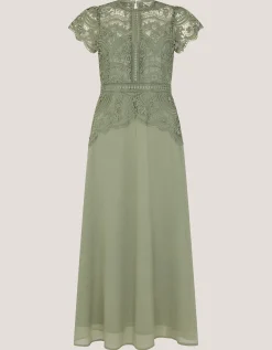 Monica Lace Midi Bridesmaid Dress Green