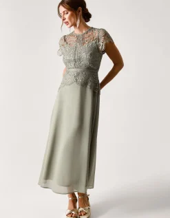 Monica Lace Midi Bridesmaid Dress Green