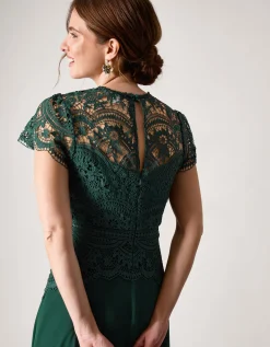 Monica Lace Midi Bridesmaid Dress Green