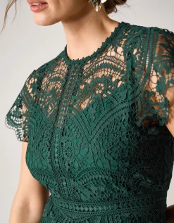Monica Lace Midi Bridesmaid Dress Green