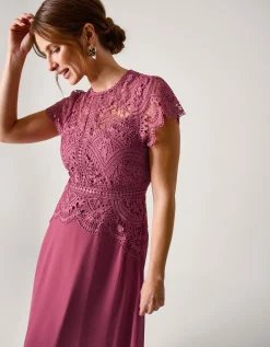 Monica Lace Midi Bridesmaid Dress Pink