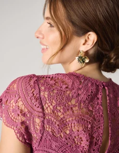 Monica Lace Midi Bridesmaid Dress Pink