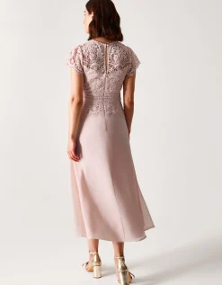 Monica Lace Midi Bridesmaid Dress Pink