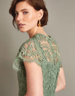 Monica Lace Midi Bridesmaid Dress Green