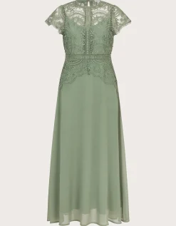Monica Lace Midi Bridesmaid Dress Green