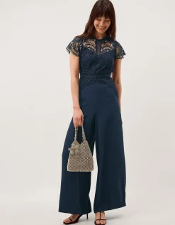 Monica Lace Wide Leg Jumpsuit Blue