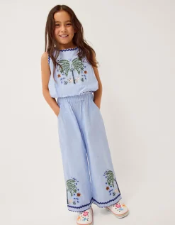 Monsoon x Charlie Taylor Embroidered Top & Trousers Set Blue