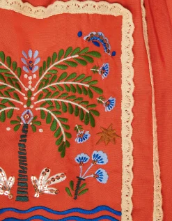 Monsoon x Charlie Taylor Palm Embroidered Dress Orange