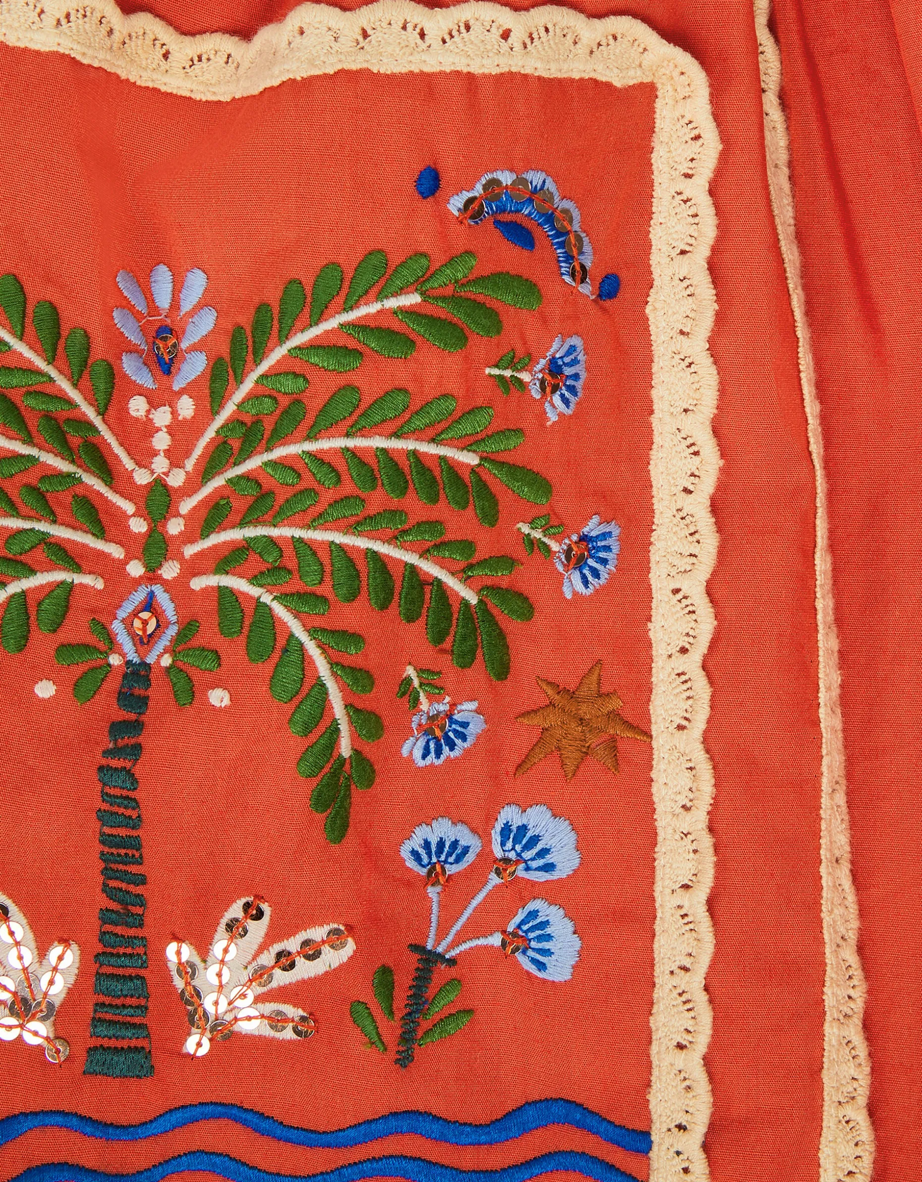 Monsoon x Charlie Taylor Palm Embroidered Dress Orange
