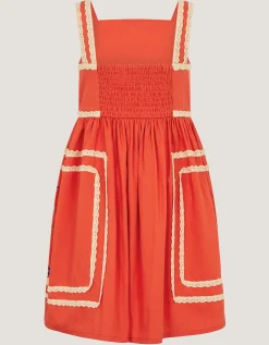 Monsoon x Charlie Taylor Palm Embroidered Dress Orange