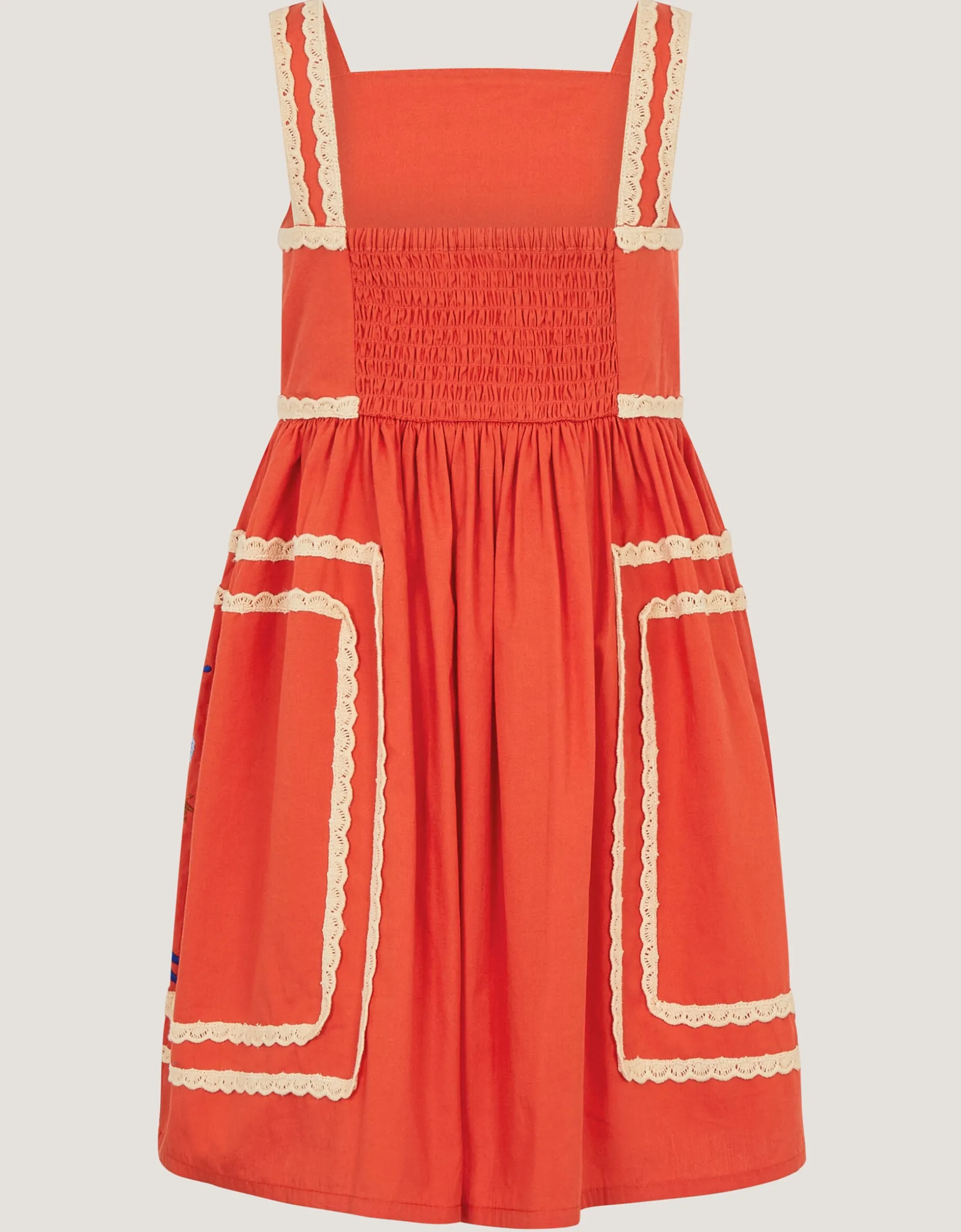 Monsoon x Charlie Taylor Palm Embroidered Dress Orange