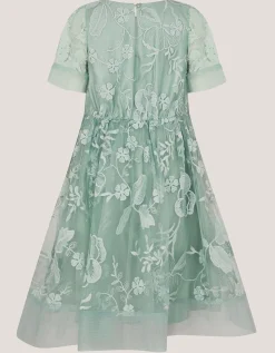 Montecarlo Floral Embroidered Party Dress Green