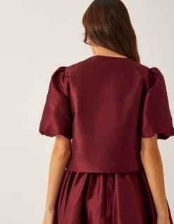 Mya Puff-Sleeve Jacket Red