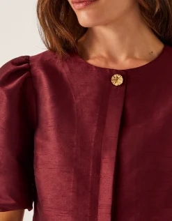 Mya Puff-Sleeve Jacket Red