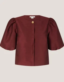 Mya Puff-Sleeve Jacket Red