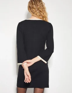 Nala Scallop Knit Mini Dress Black