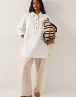 Nara Denim Tunic Shirt Dress Natural