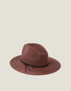 Nene Woven Fedora Sun Hat Brown