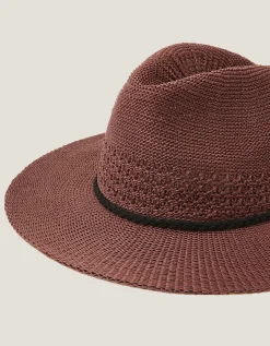 Nene Woven Fedora Sun Hat Brown