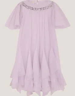 Nessa Sparkle Collar Waterfall Dress Purple