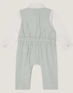 Newborn Arlo Waistcoat Romper Green