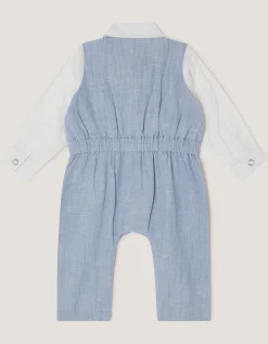 Newborn Arlo Waistcoat Romper Blue