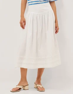 Nicole Cotton Midi Skirt White