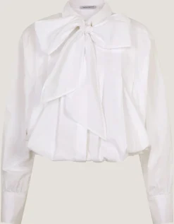 Nicole Detachable Bow Shirt White