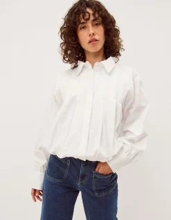 Nicole Detachable Bow Shirt White