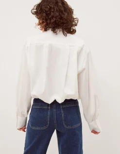 Nicole Detachable Bow Shirt White