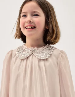 Nicolette Beaded Collar Party Dress Gold
