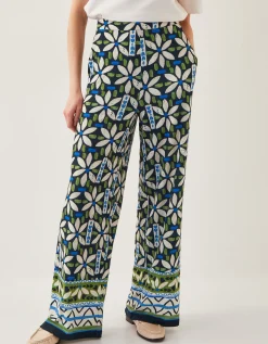 Nikita Floral Jersey Wide Leg Trousers Black