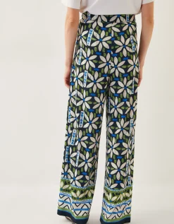 Nikita Floral Jersey Wide Leg Trousers Black