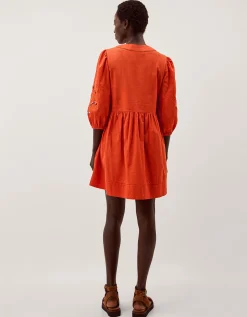 Noelle Embroidered Mini Dress Orange