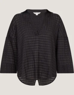 Nora Textured Cotton Shirt Black