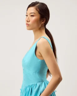 Odette Floral Appliqué Fit & Flare Midi Dress Blue
