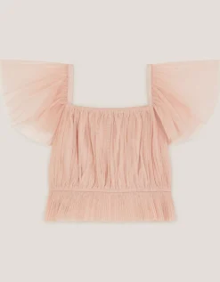 Olene Pleat Tulle Top Pink