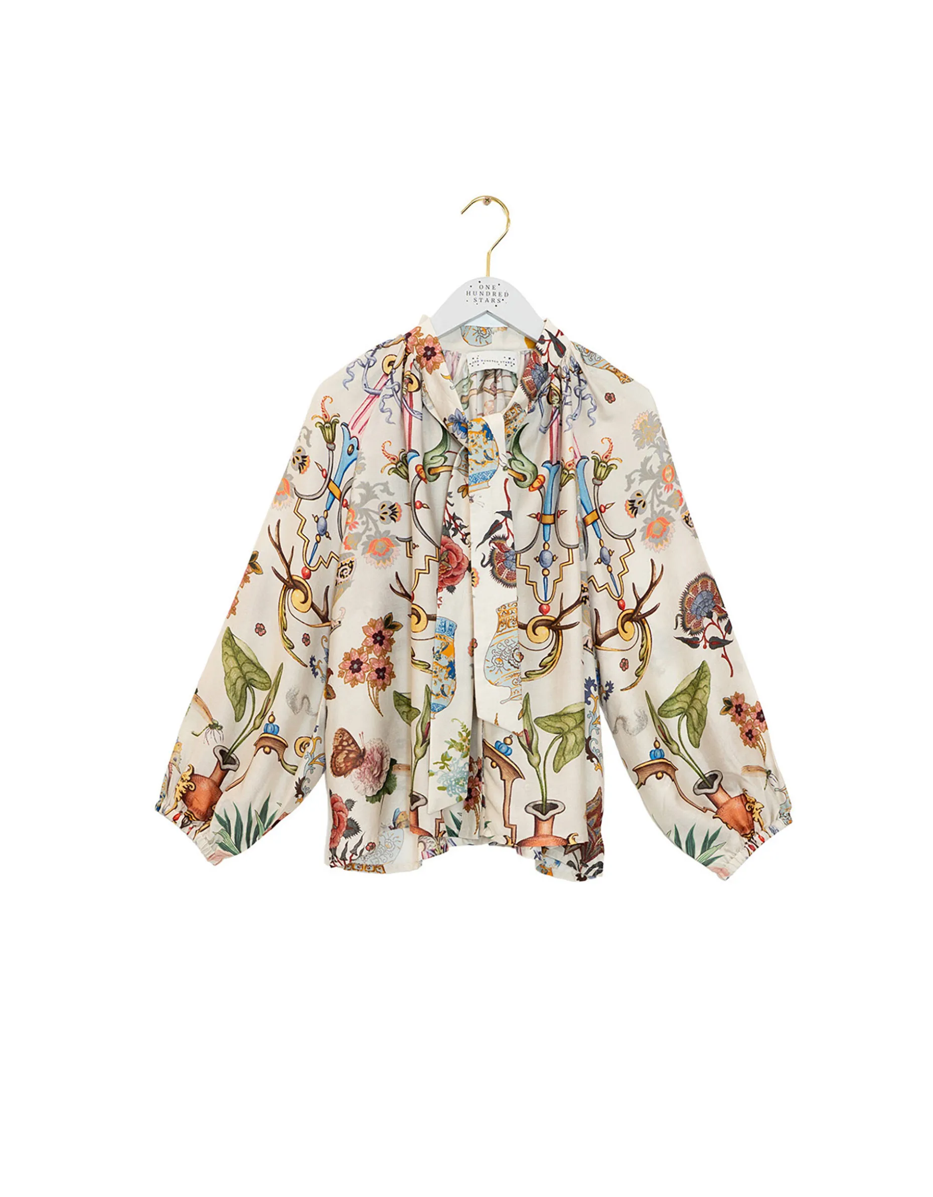 One Hundred Stars Cornucopia Pussybow Blouse Ivory