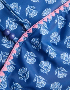 One-Shoulder Block Print Swimsuit Blue
