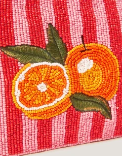 Orange Beaded Pouch