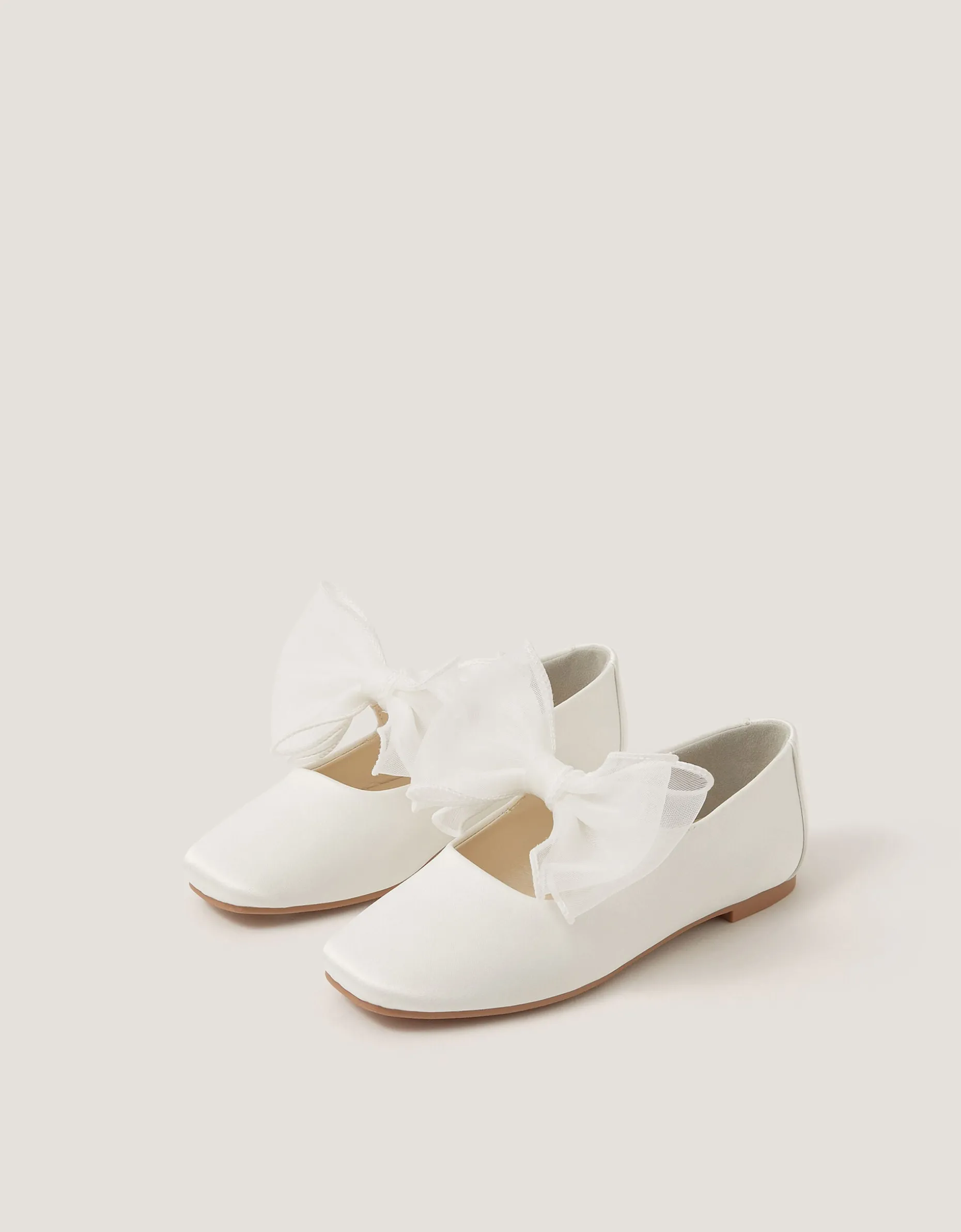 Organza Bow Ballet Flats Ivory