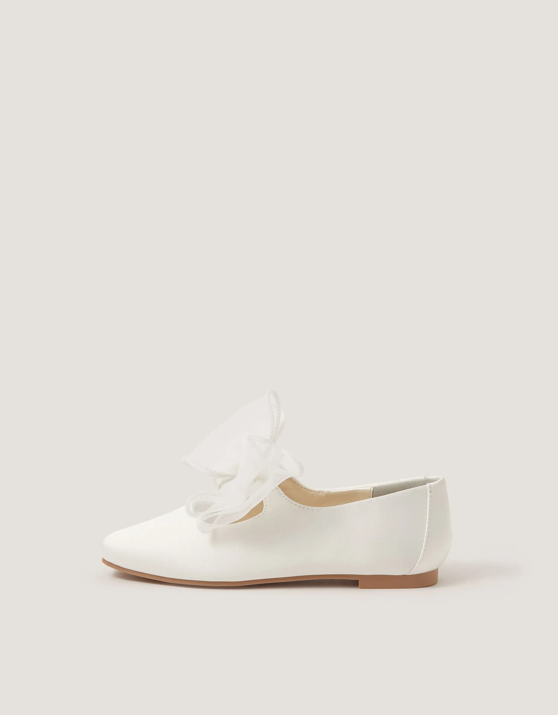 Organza Bow Ballet Flats Ivory